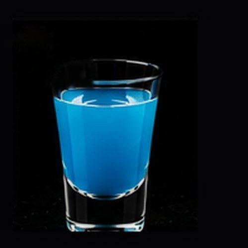 Bahama Blue classic shot on a dark bar background