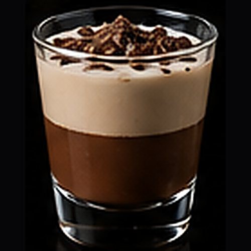 Chocolate Cake classic shot on a dark bar background