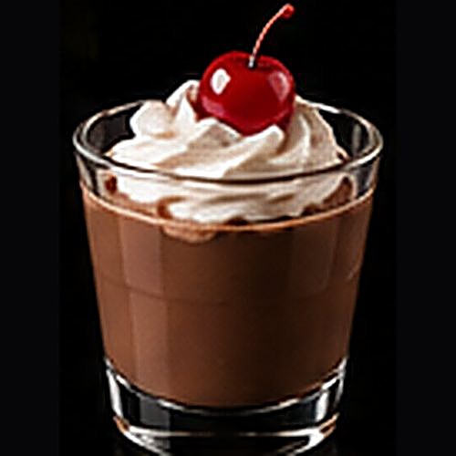 Chocolate Covered Cherry classic cocktail on a dark bar background