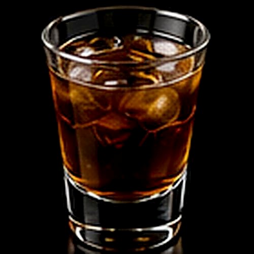 Cuba Libre classic cocktail on a dark bar background