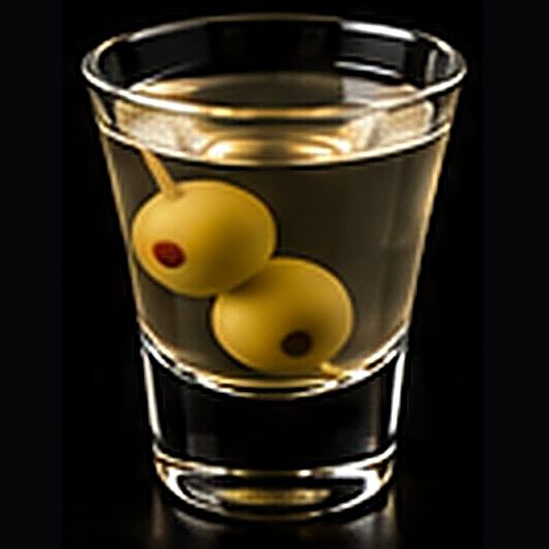 Dirty Martini classic cocktail on a dark bar background