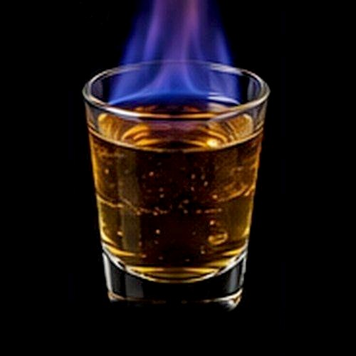 Flaming Lamborghini classic shot on a dark bar background