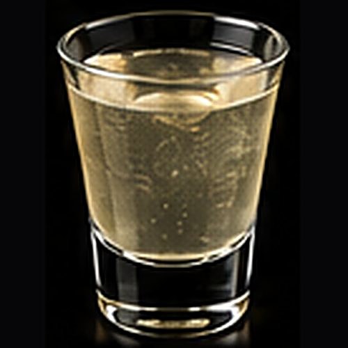 French 75 classic cocktail on a dark bar background