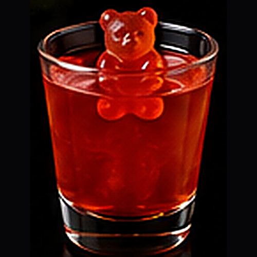 Gummy Bear classic shot on a dark bar background