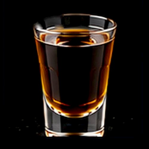 Jager Bomb classic shot on a dark bar background