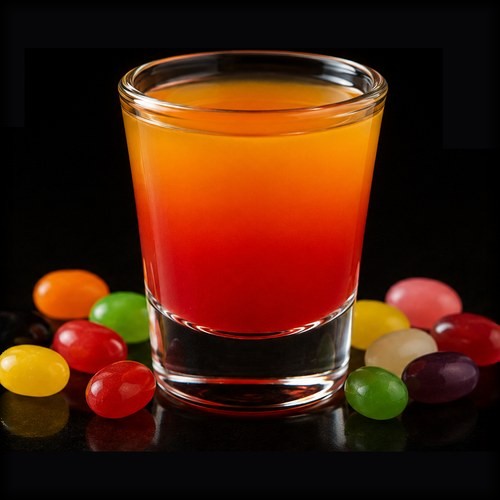 Jelly Bean classic shot on a dark bar background