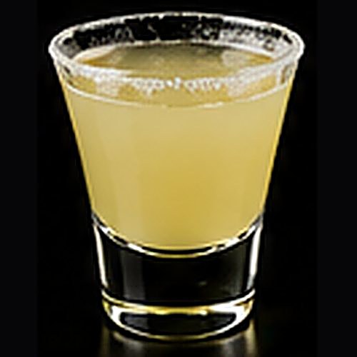 Lemon Drop Martini classic cocktail on a dark bar background