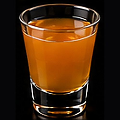 Paper Plane classic cocktail on a dark bar background