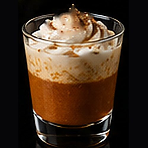Pumpkin Pie classic shot on a dark bar background