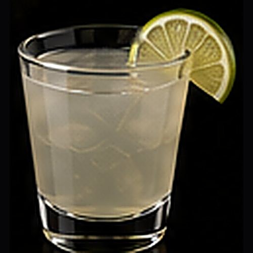 Ranch Water classic cocktail on a dark bar background