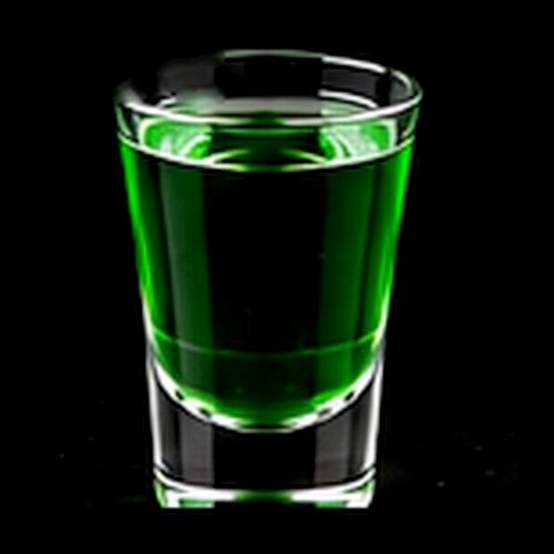 Rumpleminze classic shot on a dark bar background