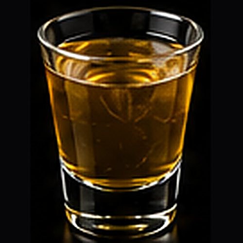 Rusty Nail classic cocktail on a dark bar background