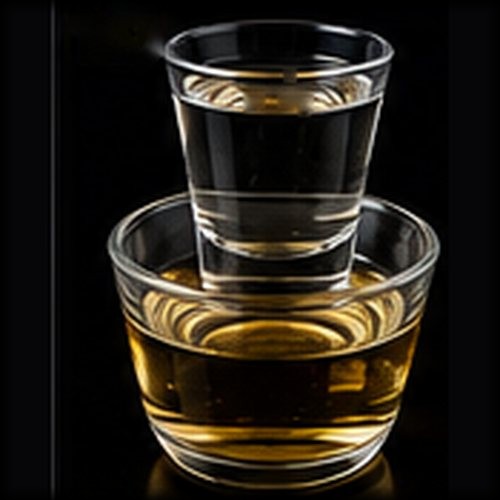 Sake Bomb classic shot on a dark bar background