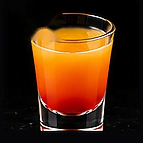 Tequila Sunrise classic cocktail on a dark bar background