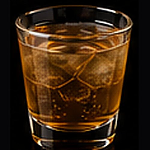 Whiskey Ginger classic cocktail on a dark bar background