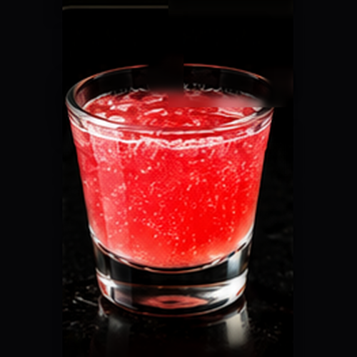 Casablanca craft shot with sparkling water topper on a dark bar background