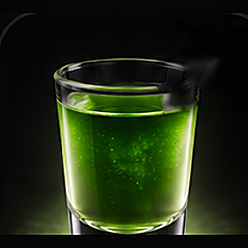 Envy served as a seven deadly sins shot with none listed on a dark bar background