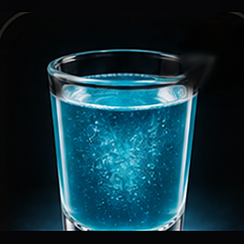 Gluttony served as a seven deadly sins shot with warhead rim on a dark bar background
