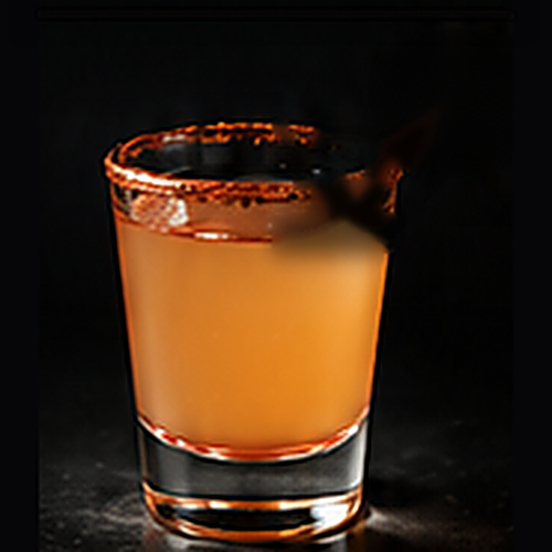 Jose Cuervo Devil's Reserve Sweet Heat Tequila served as a seven deadly sins sunday with served straight on a dark bar background