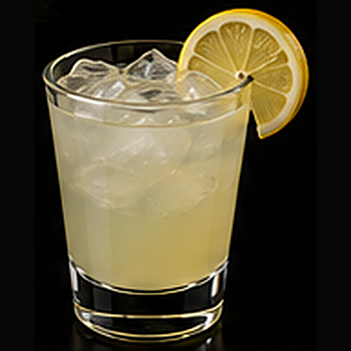 Lemonade Stand served in a highball glass with flavor-dependent fruit garnish on a dark bar background