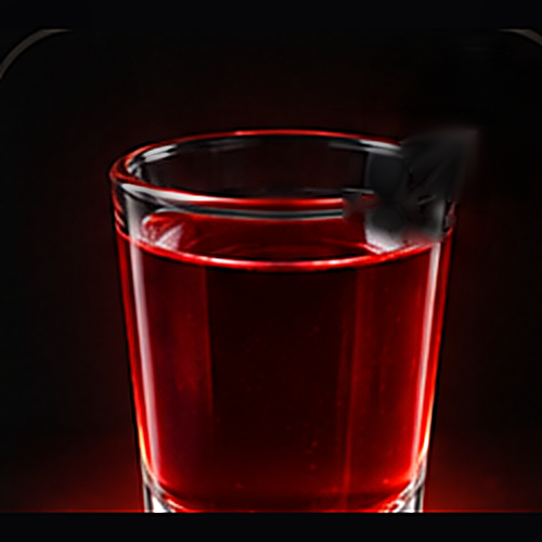 Lust served as a seven deadly sins shot with none listed on a dark bar background