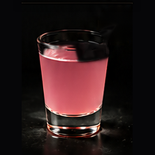Mean Girls Shot served as a wednesday special with ask bartender for current recipe on a dark bar background