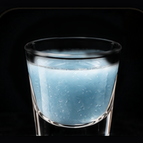 Snow Cone served as a bartender's actual favorite shot with none listed on a dark bar background